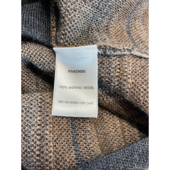 Pendleton Womens duster button down Cardigan Merino Wool size M Black tan plaid - Picture 7 of 9